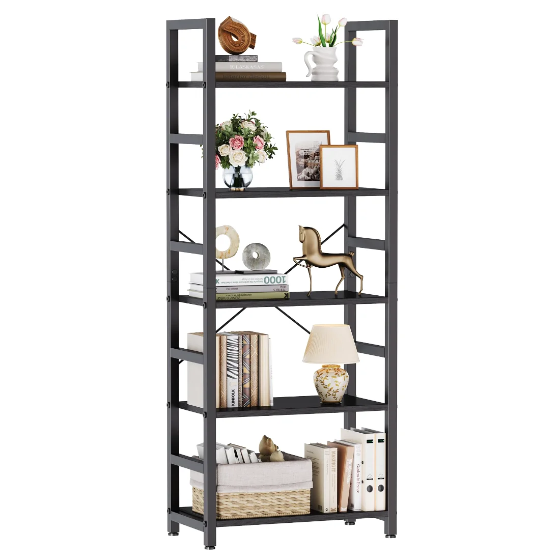 DUMOS 5-Tier Tall Bookshelf