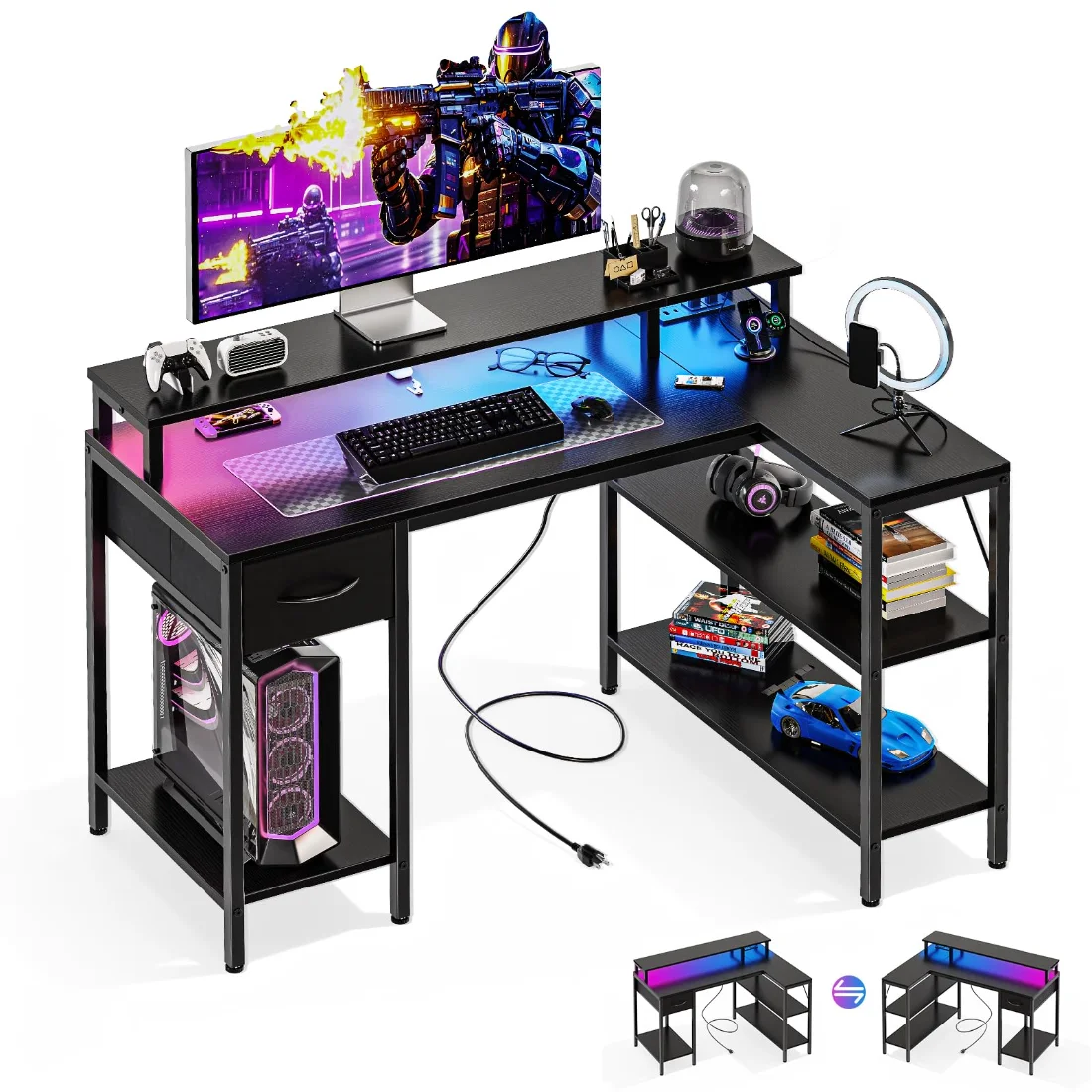 DUMOS Gaming Desk with LED Lights