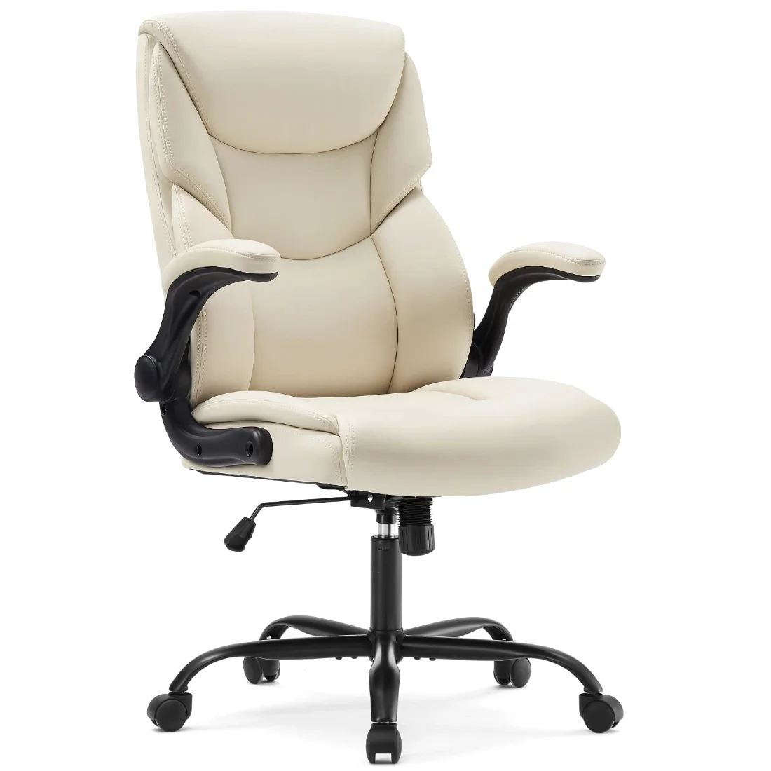 DUMOS Leather Office Chair, Cream White