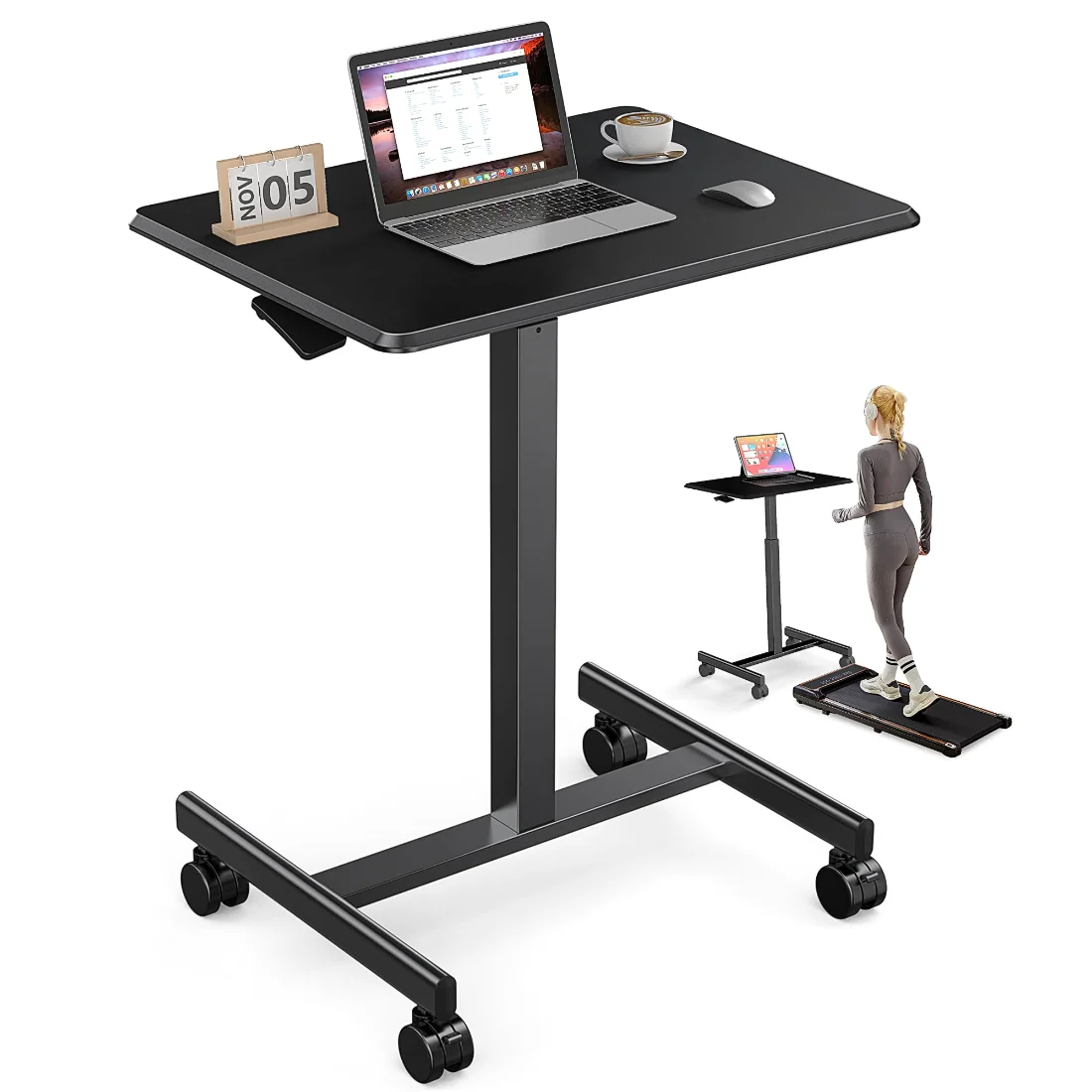 DUMOS Mobile Rolling Desk, Height Adjustable