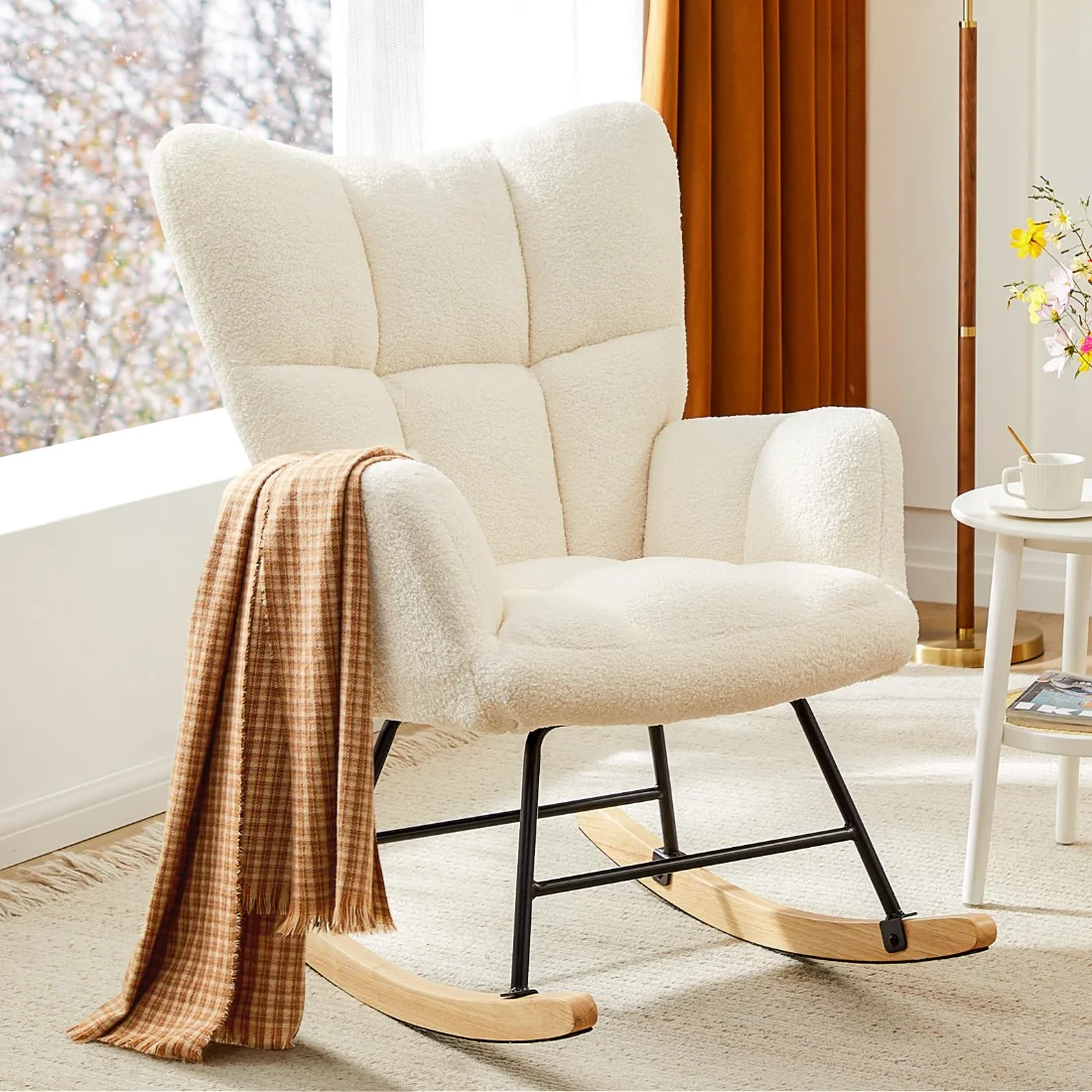 DUMOS Teddy Rocking Chair with Wing Back