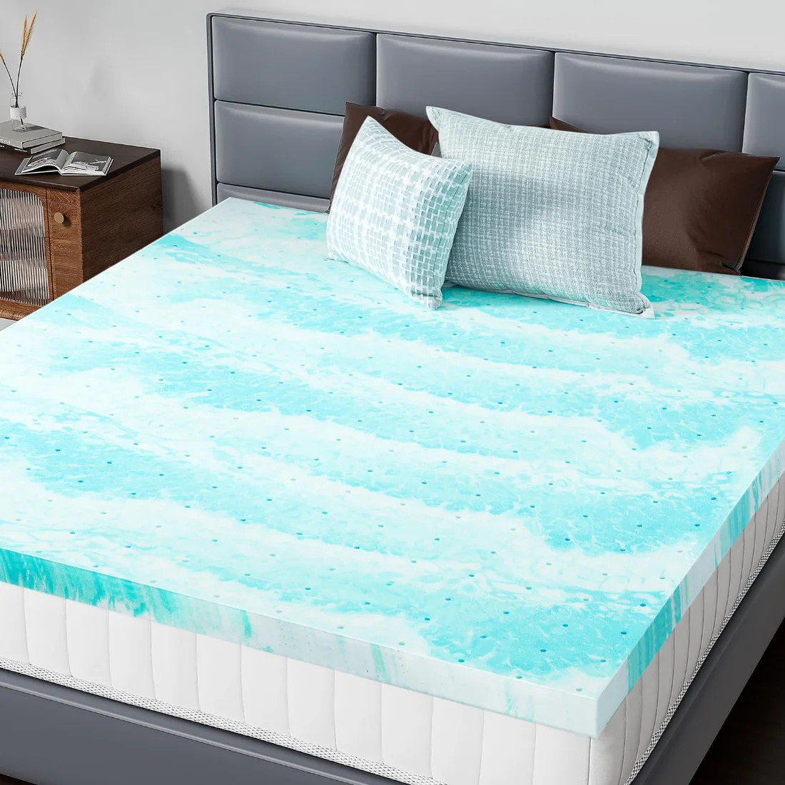 DUMOS Cooling Gel Memory Foam Topper, King