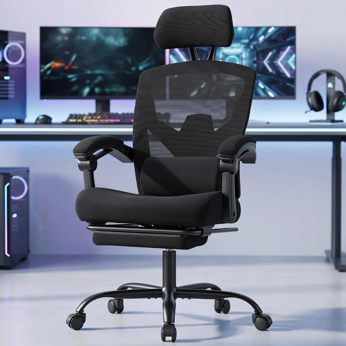 DUMOS High-Back Gaming Chair with Footrest