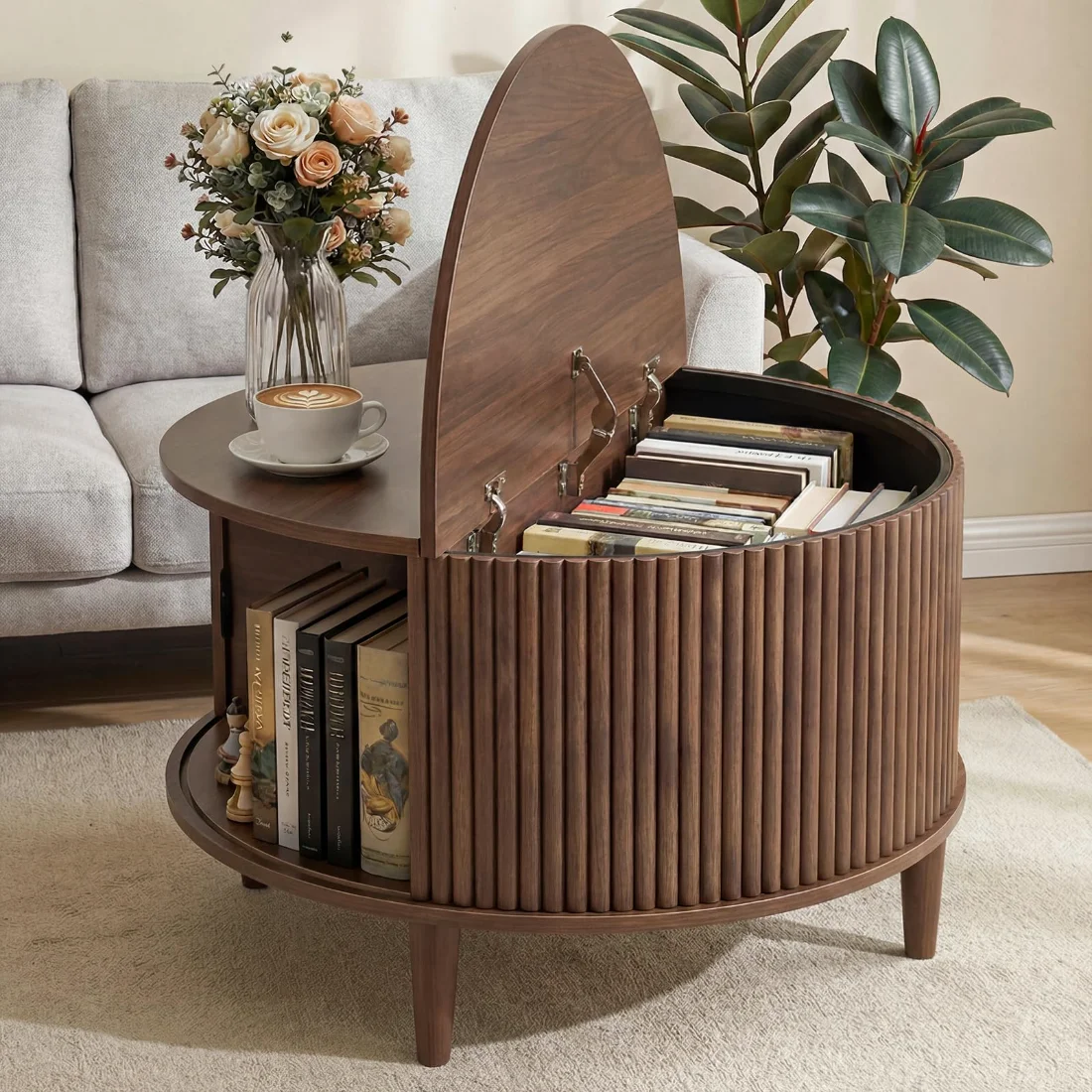 DUMOS Round Storage Coffee Table