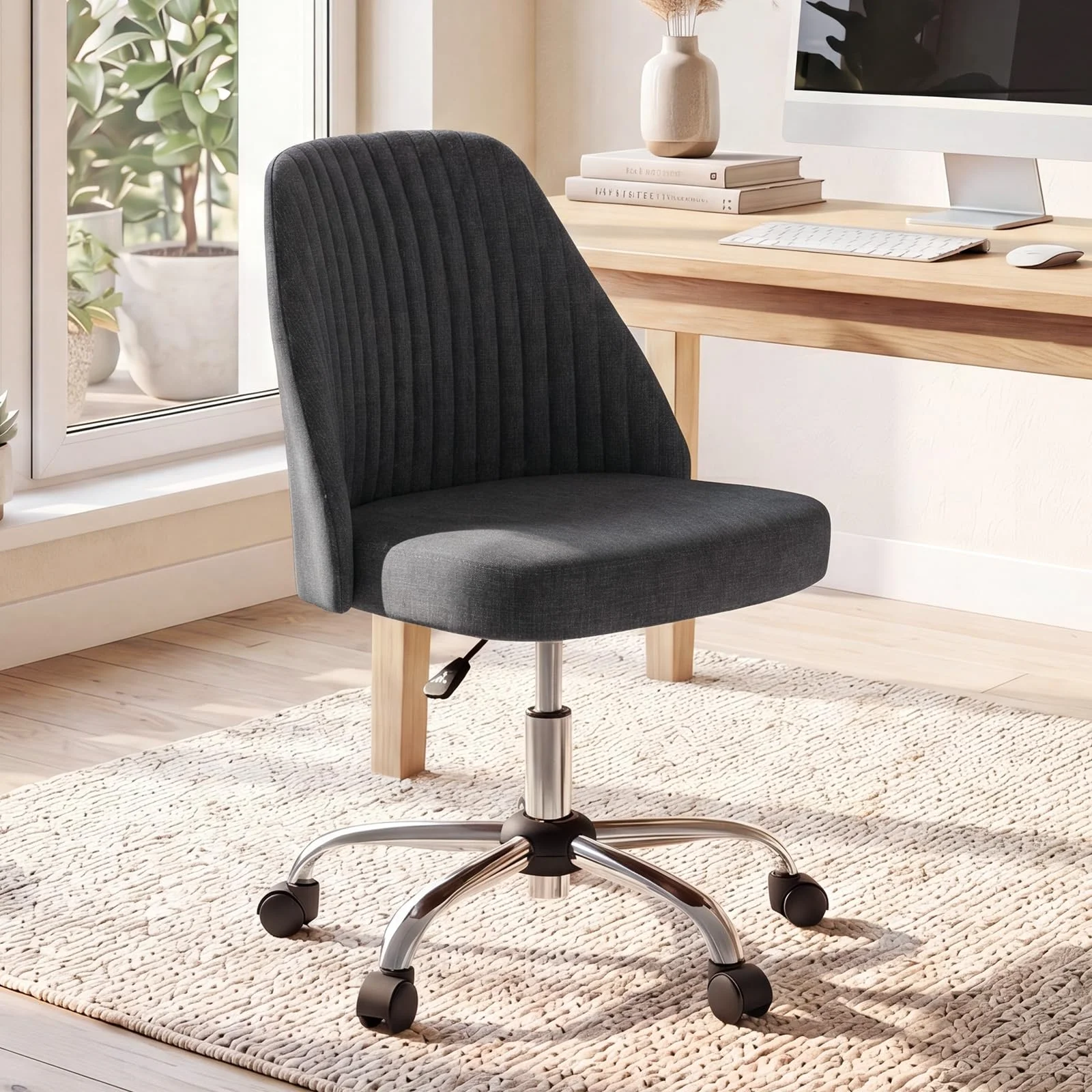 DUMOS Wide-Seat Armless Vanity Chair