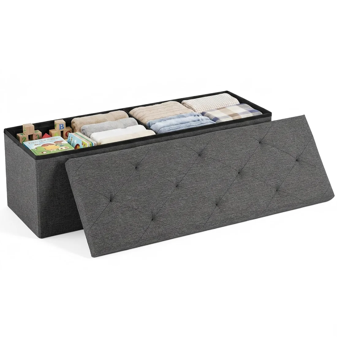 DUMOS 43-Inch Folding Storage Ottoman