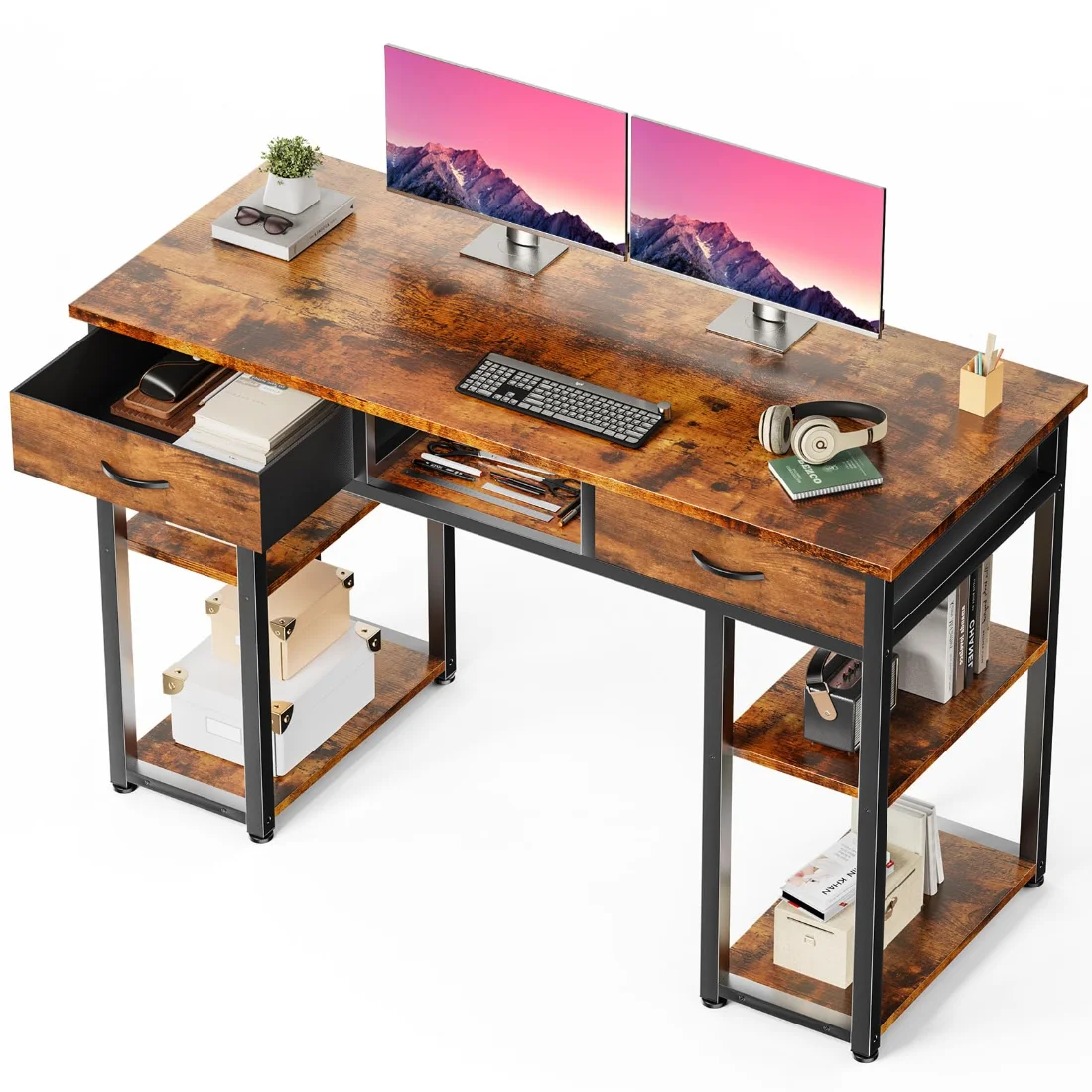 DUMOS 48-Inch Computer Desk with Drawers