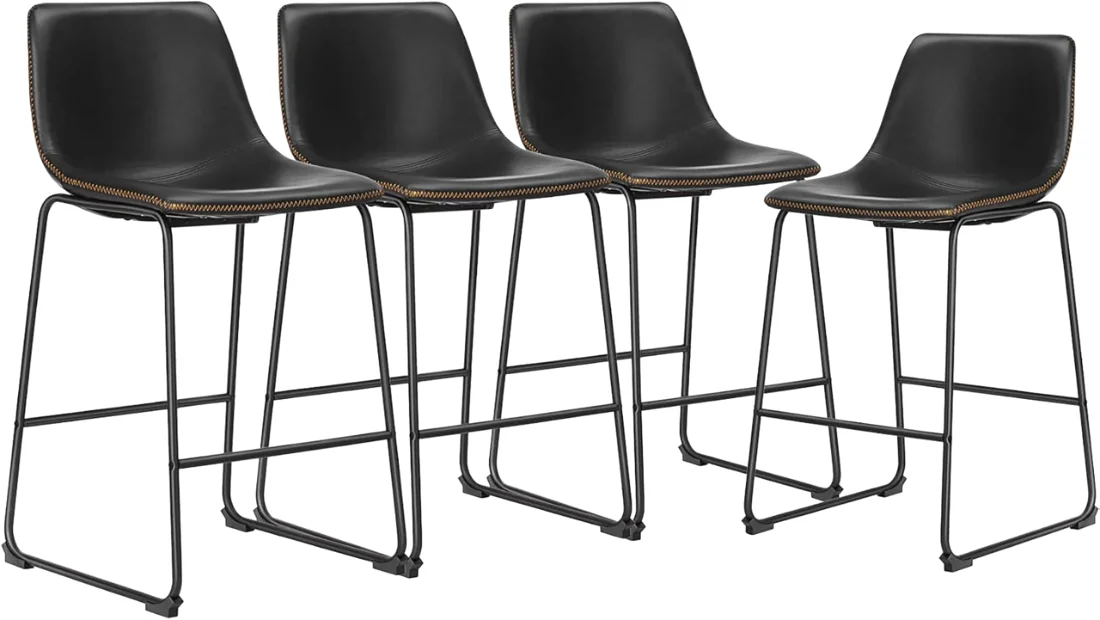 DUMOS Counter Bar Stools with Backs, Set of 4, Set of 4